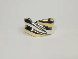 Orit Schatzman - Sterling Silver and Gold Tone Braid Design Cuff Bracelet