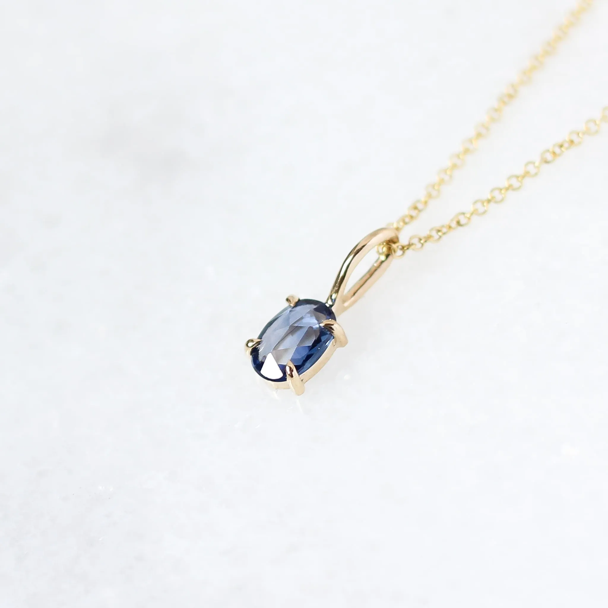 Oval Rose Cut Blue Sapphire Pendant