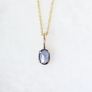 Oval Rose Cut Blue Sapphire Pendant