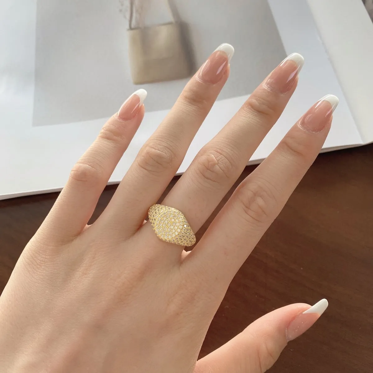 Pave Cubic Zirconia Signet Ring