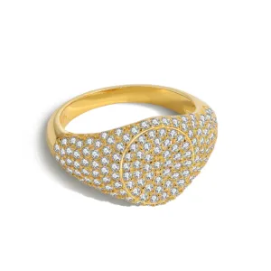 Pave Cubic Zirconia Signet Ring