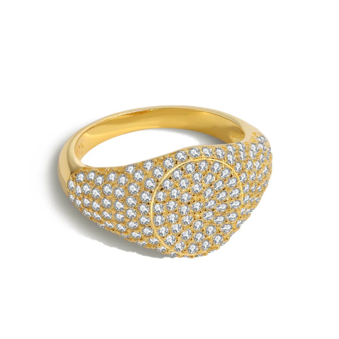 Pave Cubic Zirconia Signet Ring