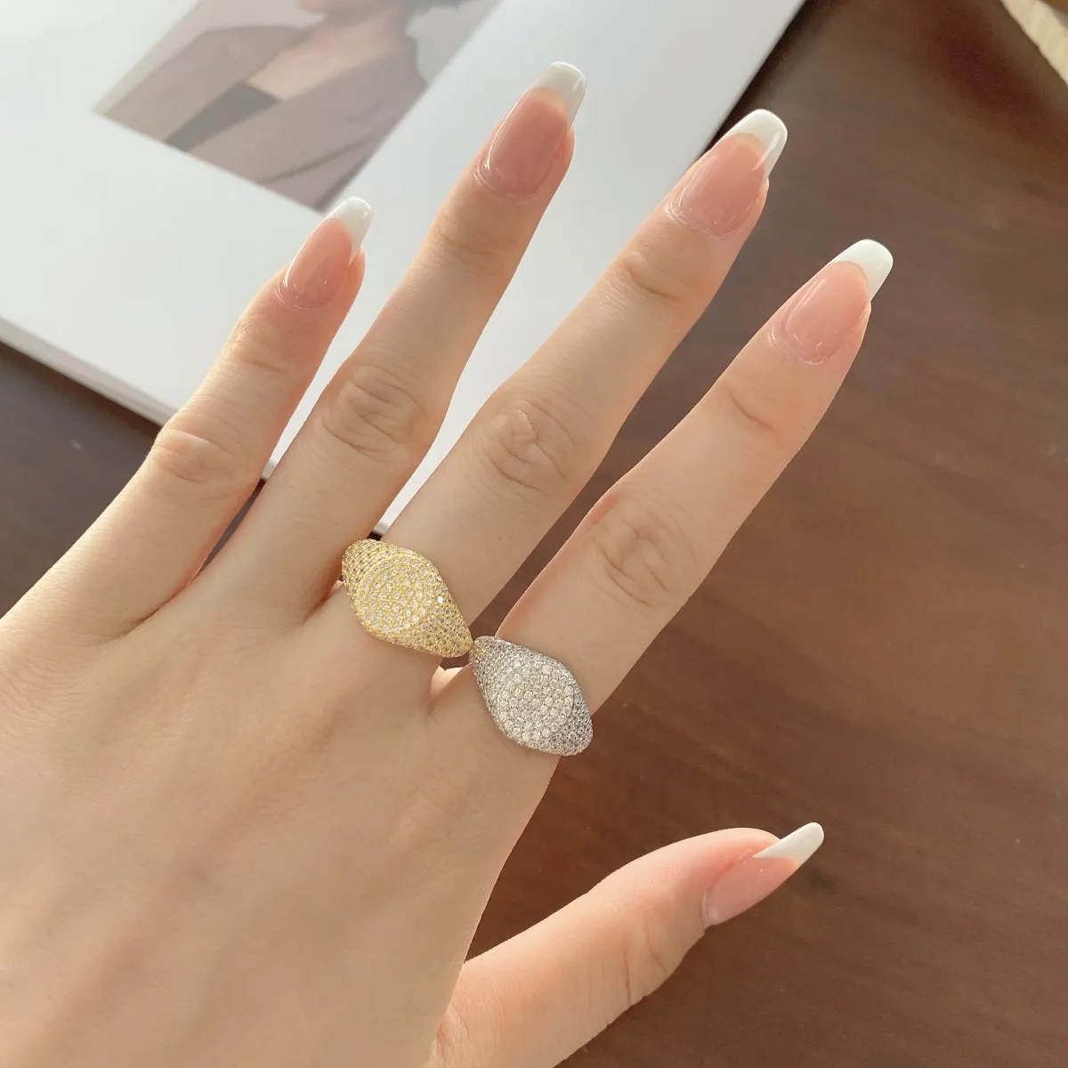 Pave Cubic Zirconia Signet Ring