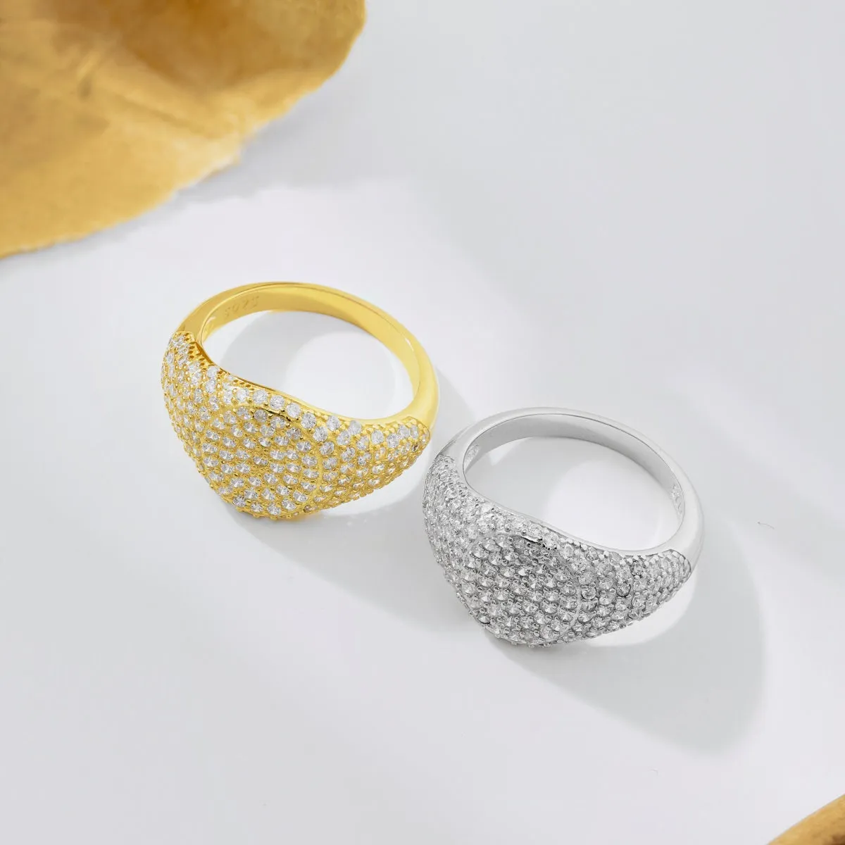 Pave Cubic Zirconia Signet Ring