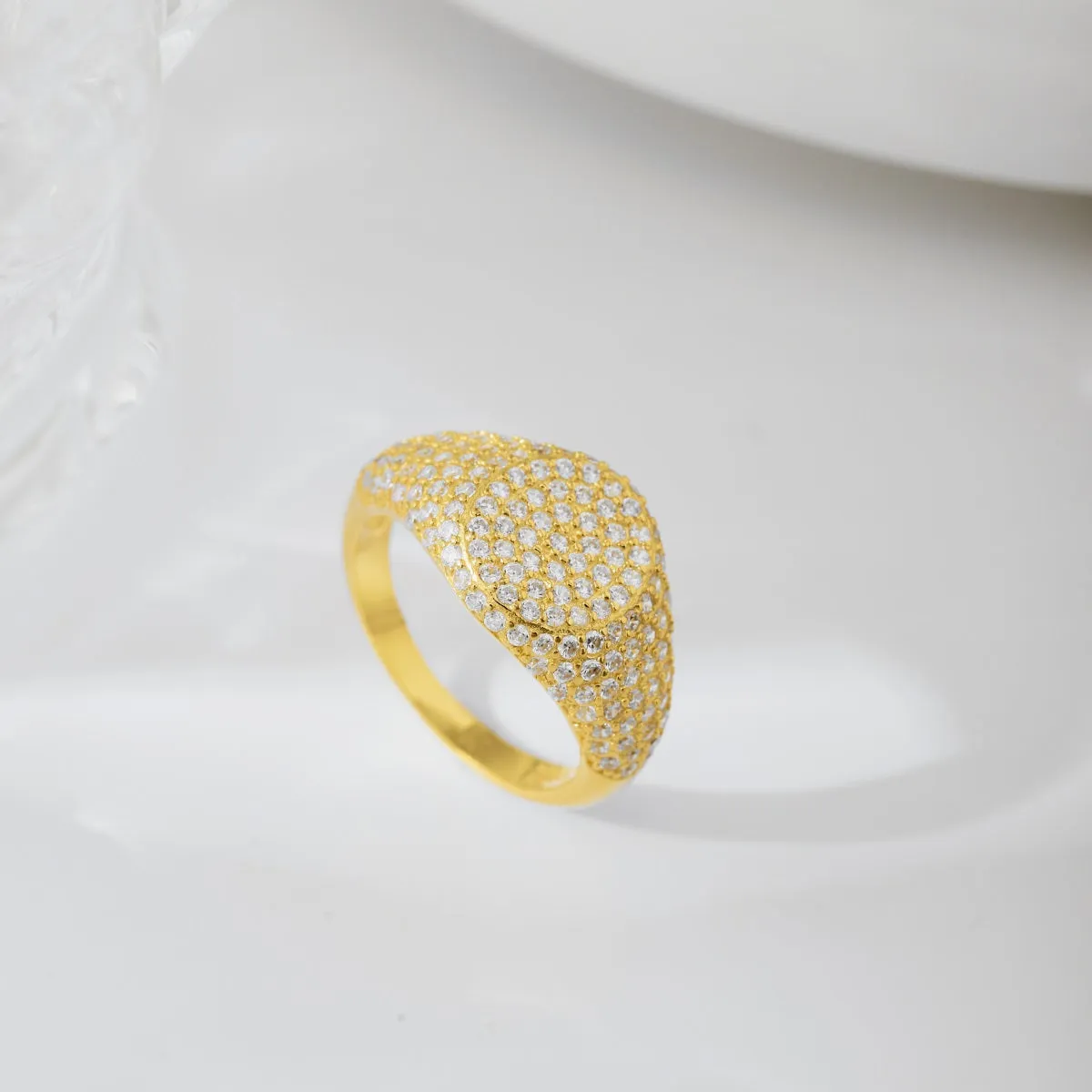 Pave Cubic Zirconia Signet Ring