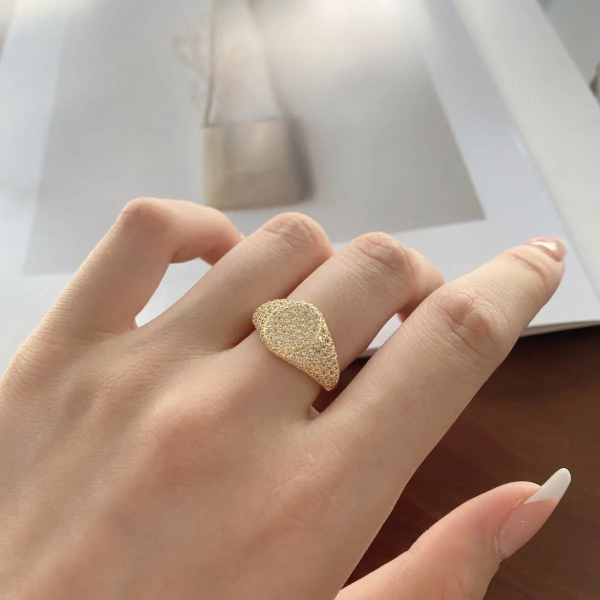 Pave Cubic Zirconia Signet Ring