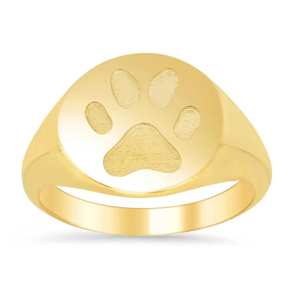 Paw Print Signet Ring for Women