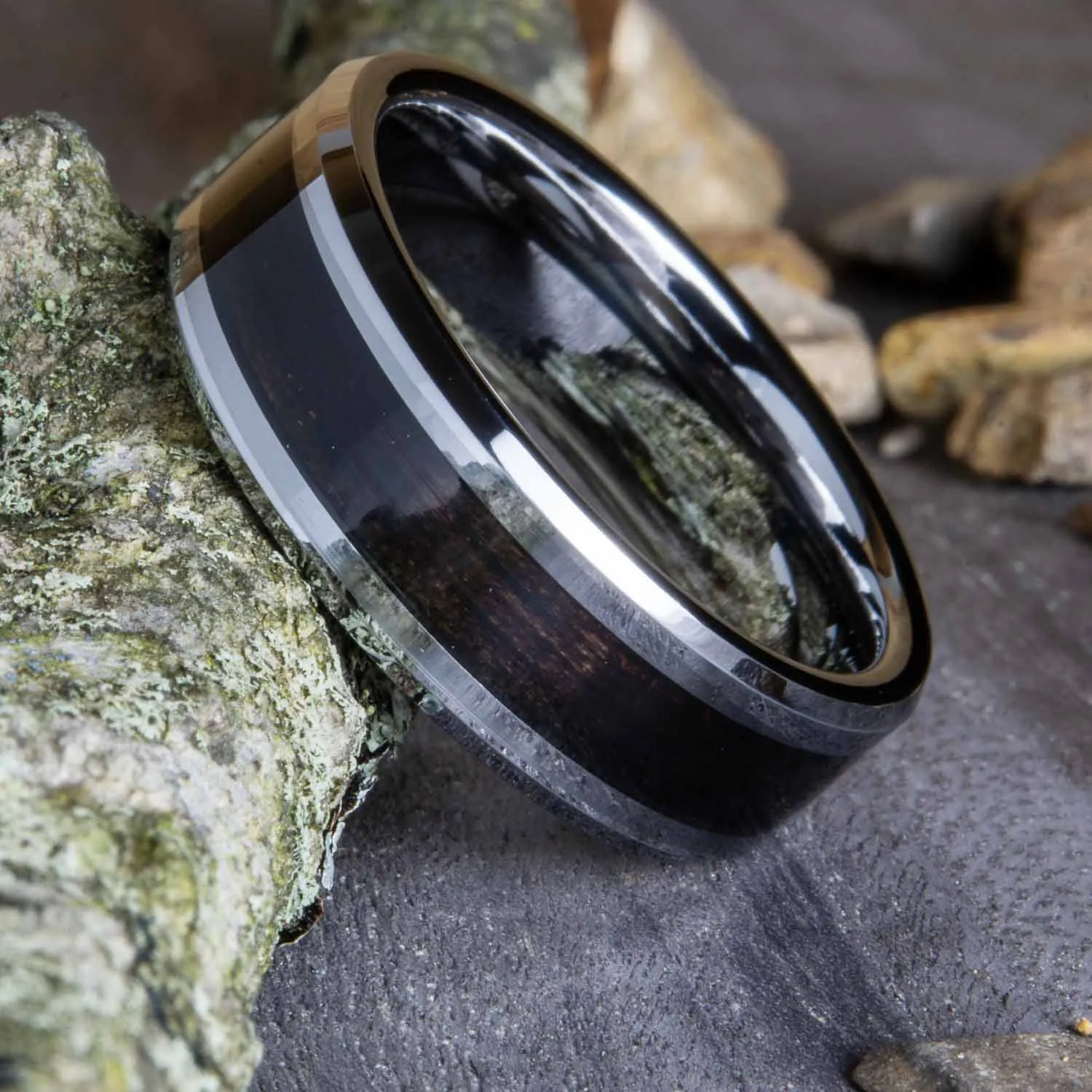 "Darth" Ebony inlaid tungsten