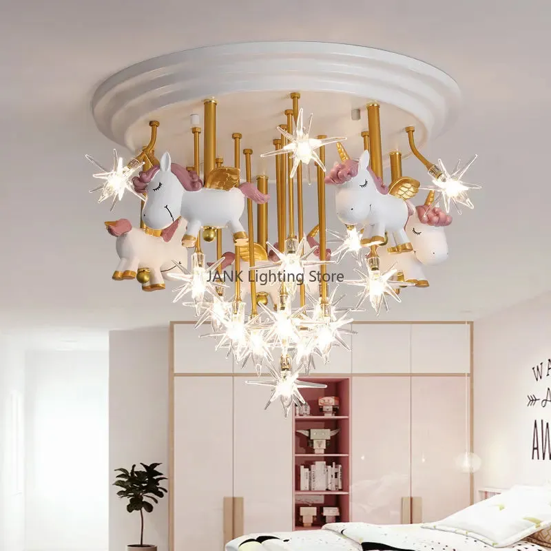 "Mansion Pegasus Soldier LED Chandelier, Kids Room Decor Ceiling Lamp"