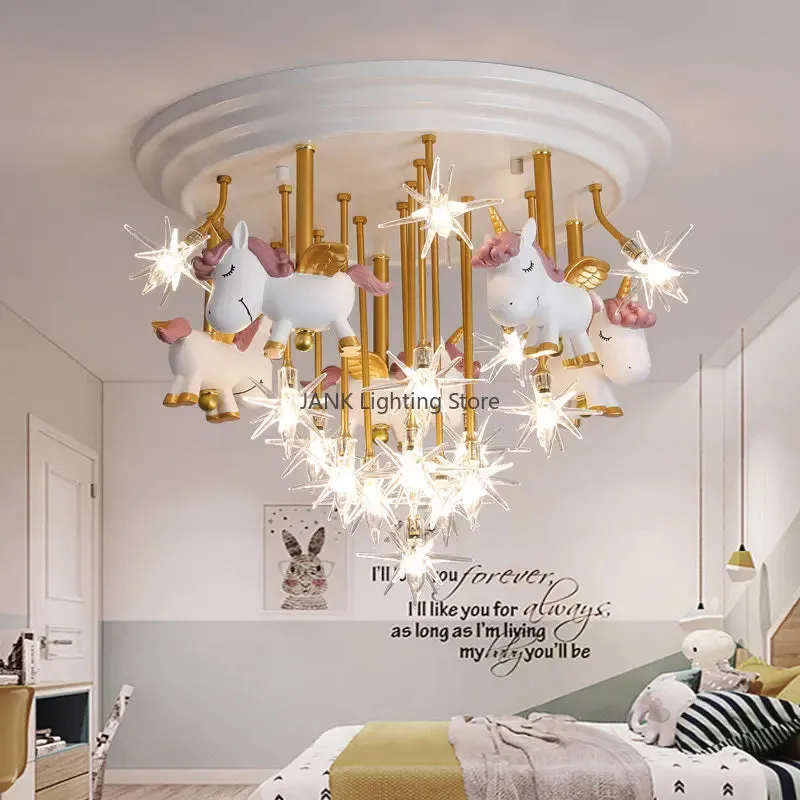 "Mansion Pegasus Soldier LED Chandelier, Kids Room Decor Ceiling Lamp"