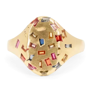 Rainbow Baguette Signet Ring - Size 7.5 - 11453