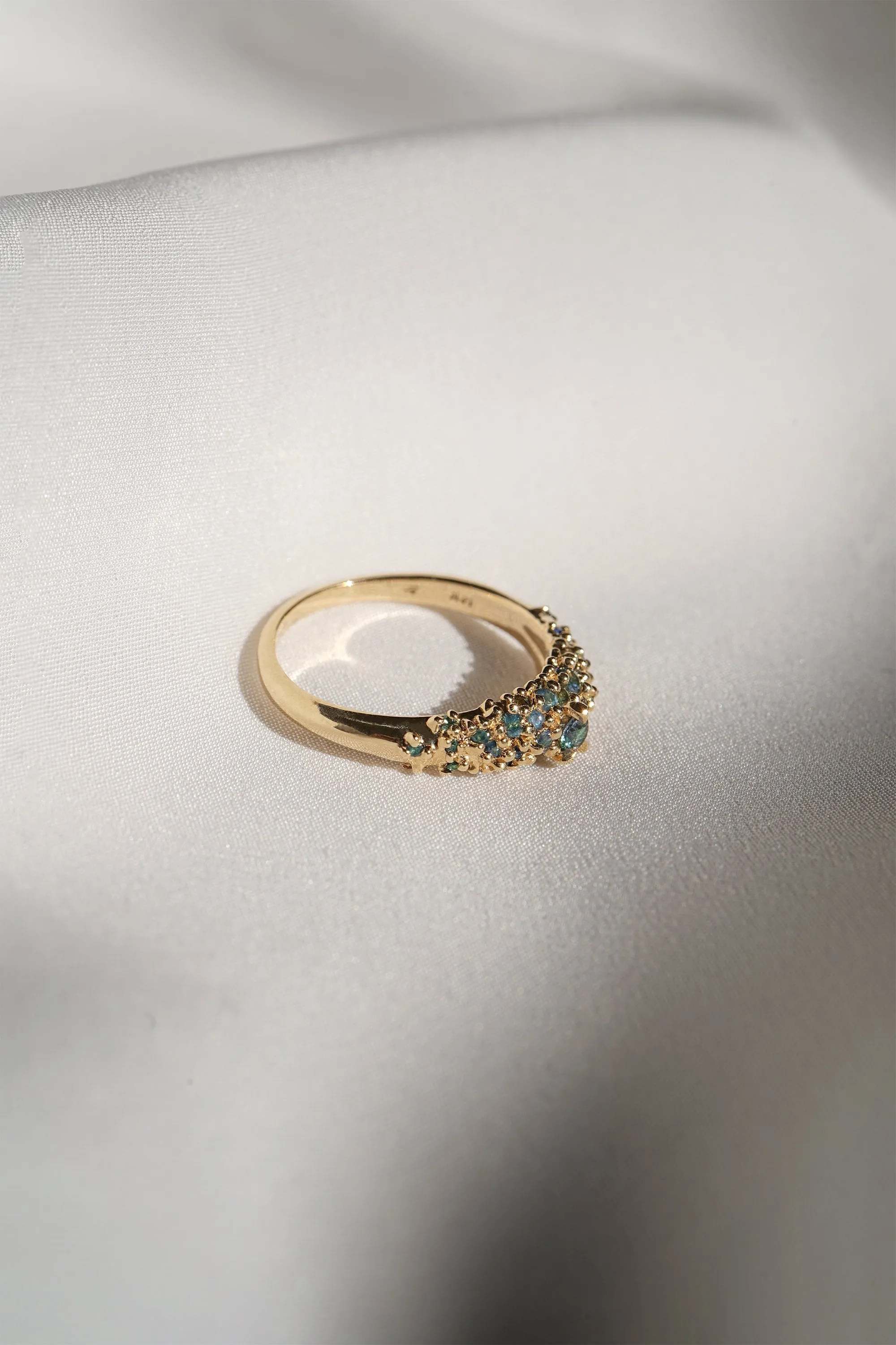Rainbow Sapphire and Diamond Moss Signet Ring