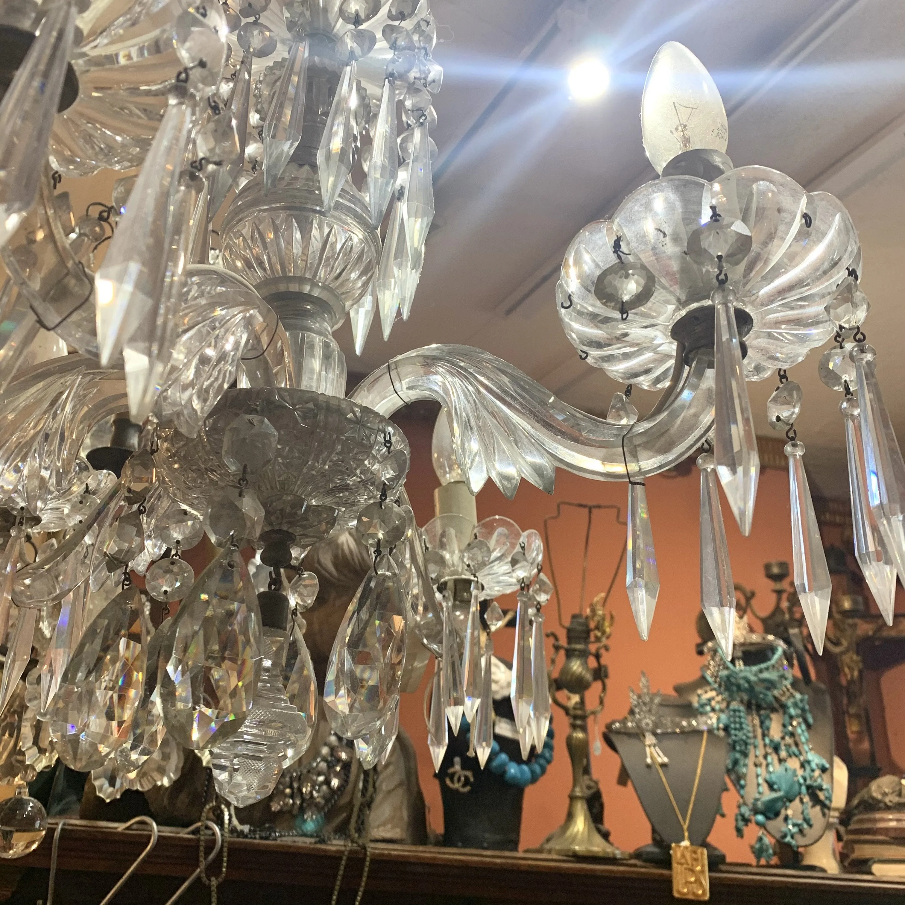 Rare English Glass Chandelier 19th Century
