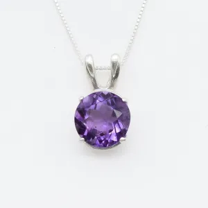 Real Amethyst Pendant - Classic Purple Necklace - Minimalist Round Necklace