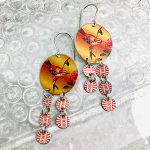 RESERVED Egg Roll & Birds Tin Earrings