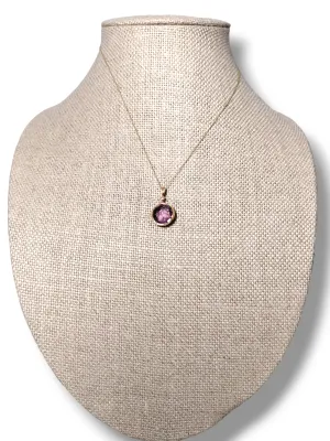 RJM (Royal jewelry) 14K Rose Gold necklace w/ Amethyst & Diamond