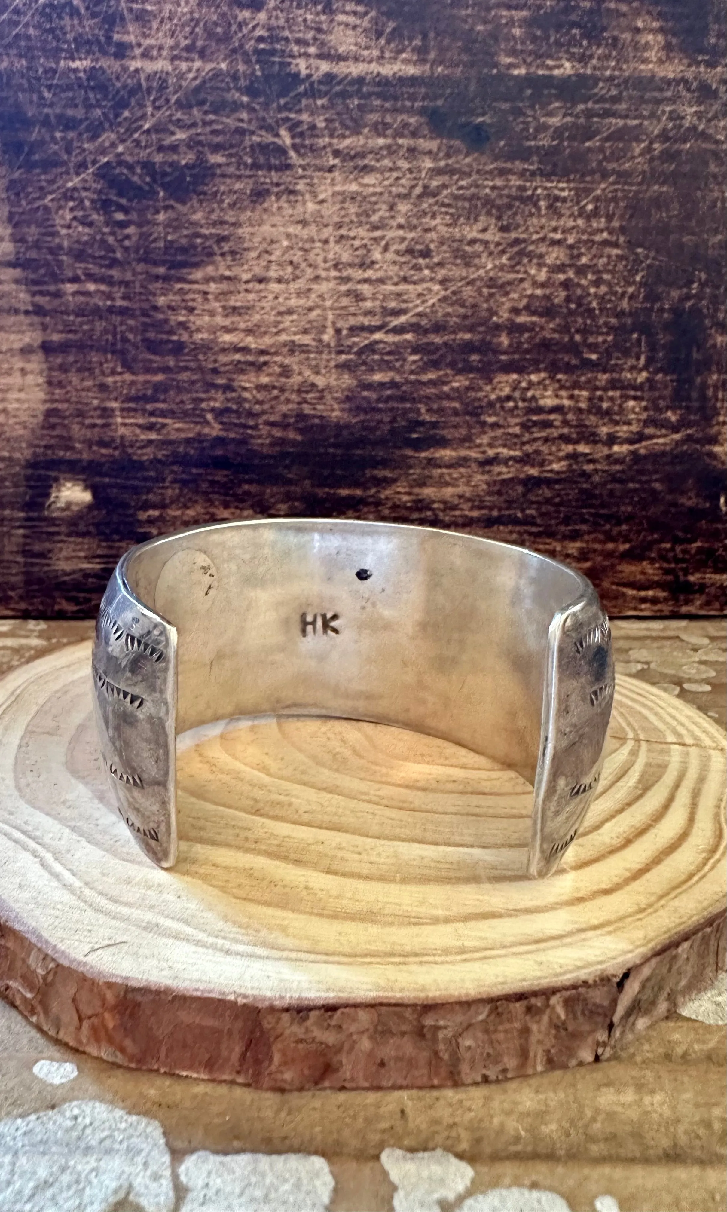 SHADOWBOX Vintage Navajo Turquoise and Silver Cuff • HK Hallmark