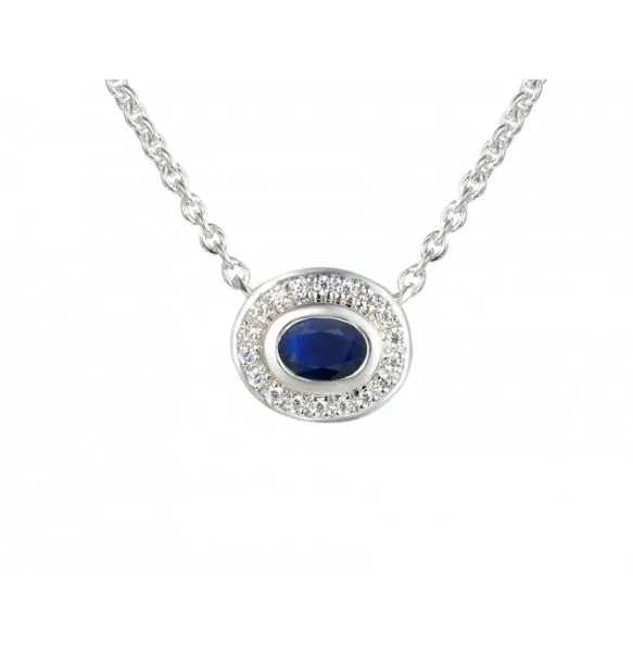 Silver Apollo Blue Sapphire Necklace