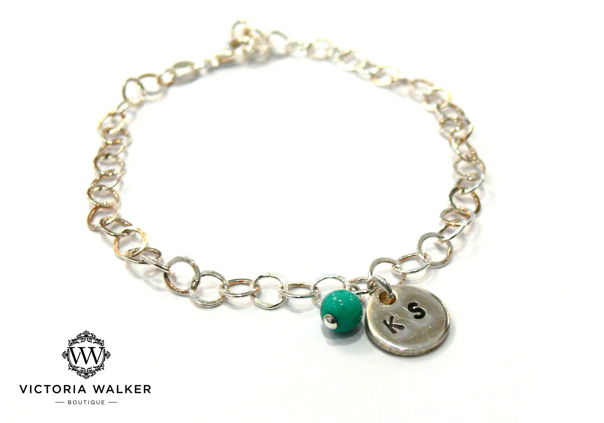 Silver Turquoise Engraved Bracelet