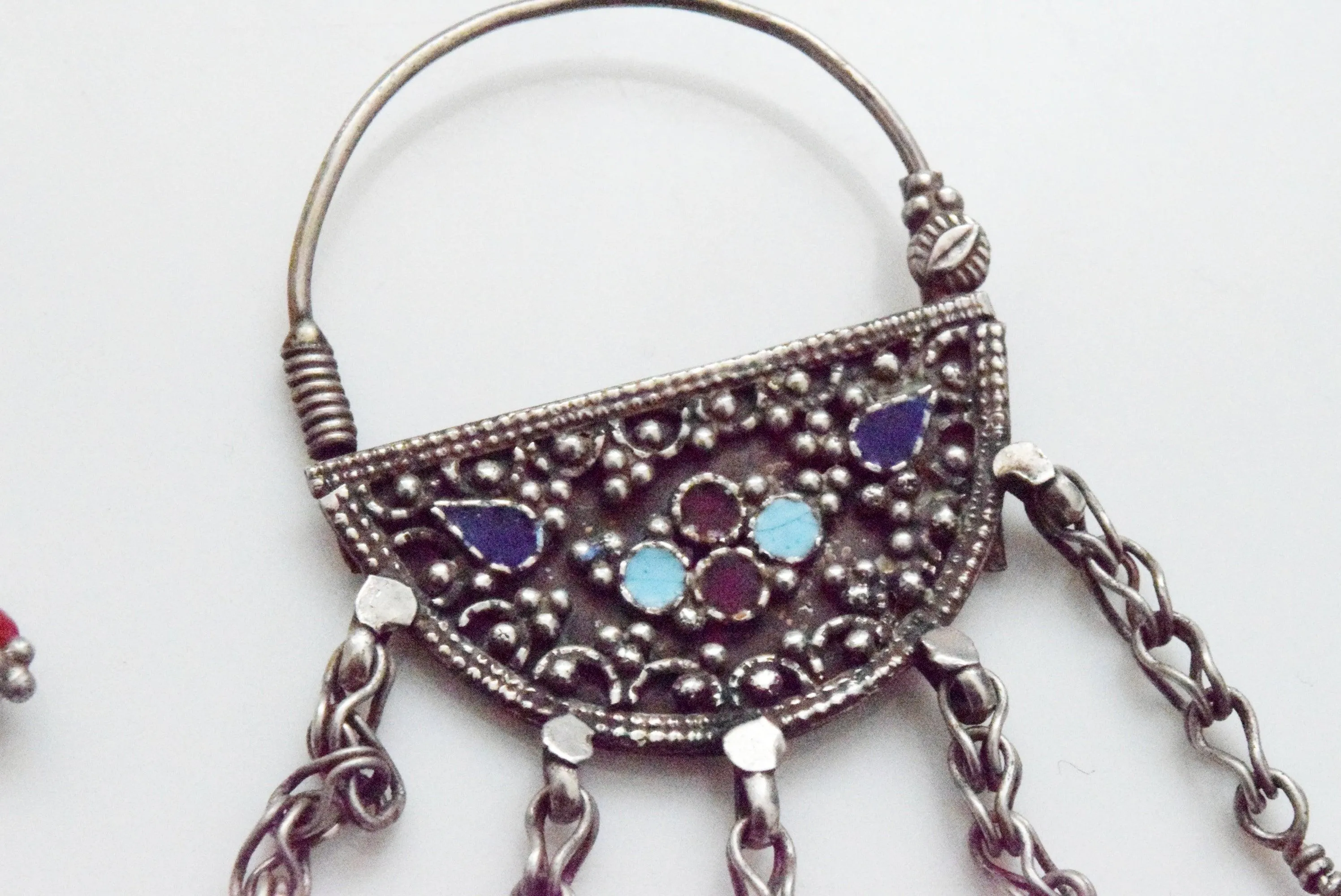 Silver Uzbek Style Dangle Earrings
