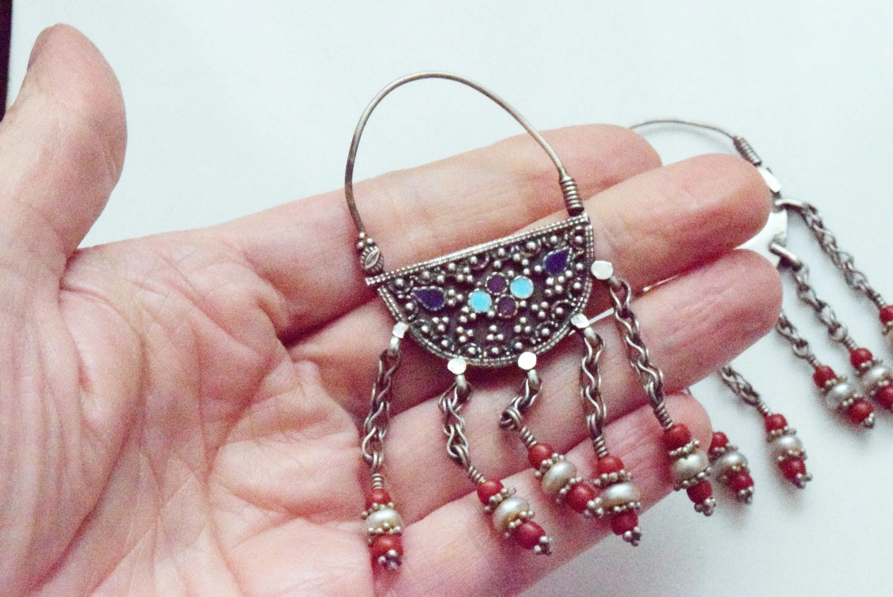 Silver Uzbek Style Dangle Earrings