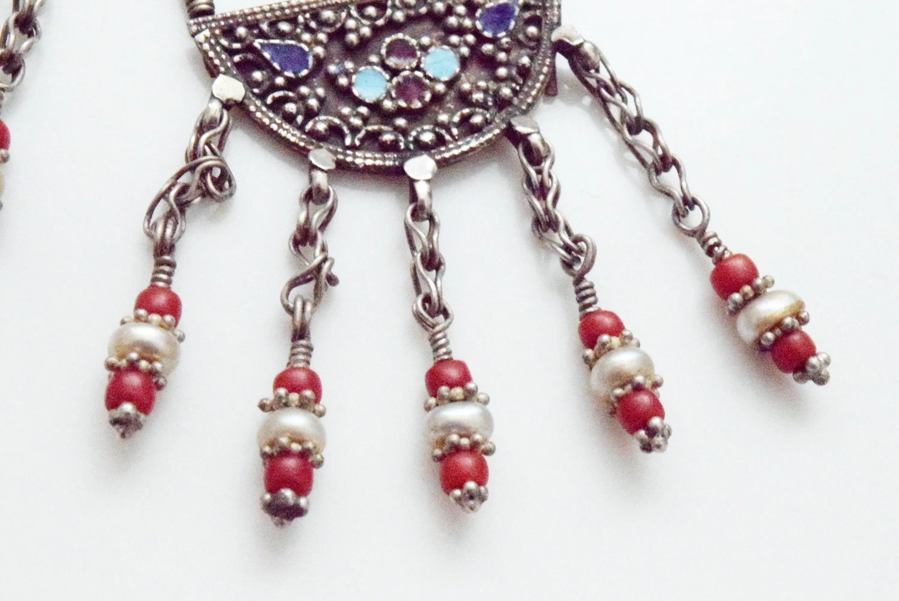 Silver Uzbek Style Dangle Earrings