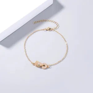 Simple Inlaid Zircon Leopard Head Gold Bracelet