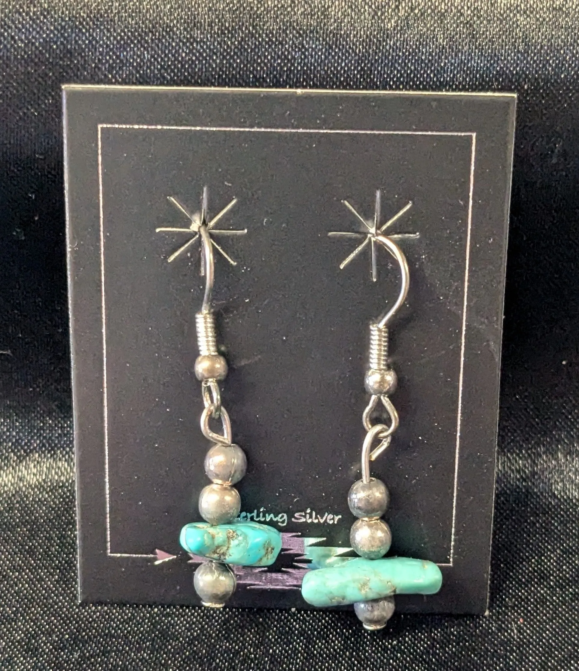 Small Chunk Turquoise Dangle Earrings