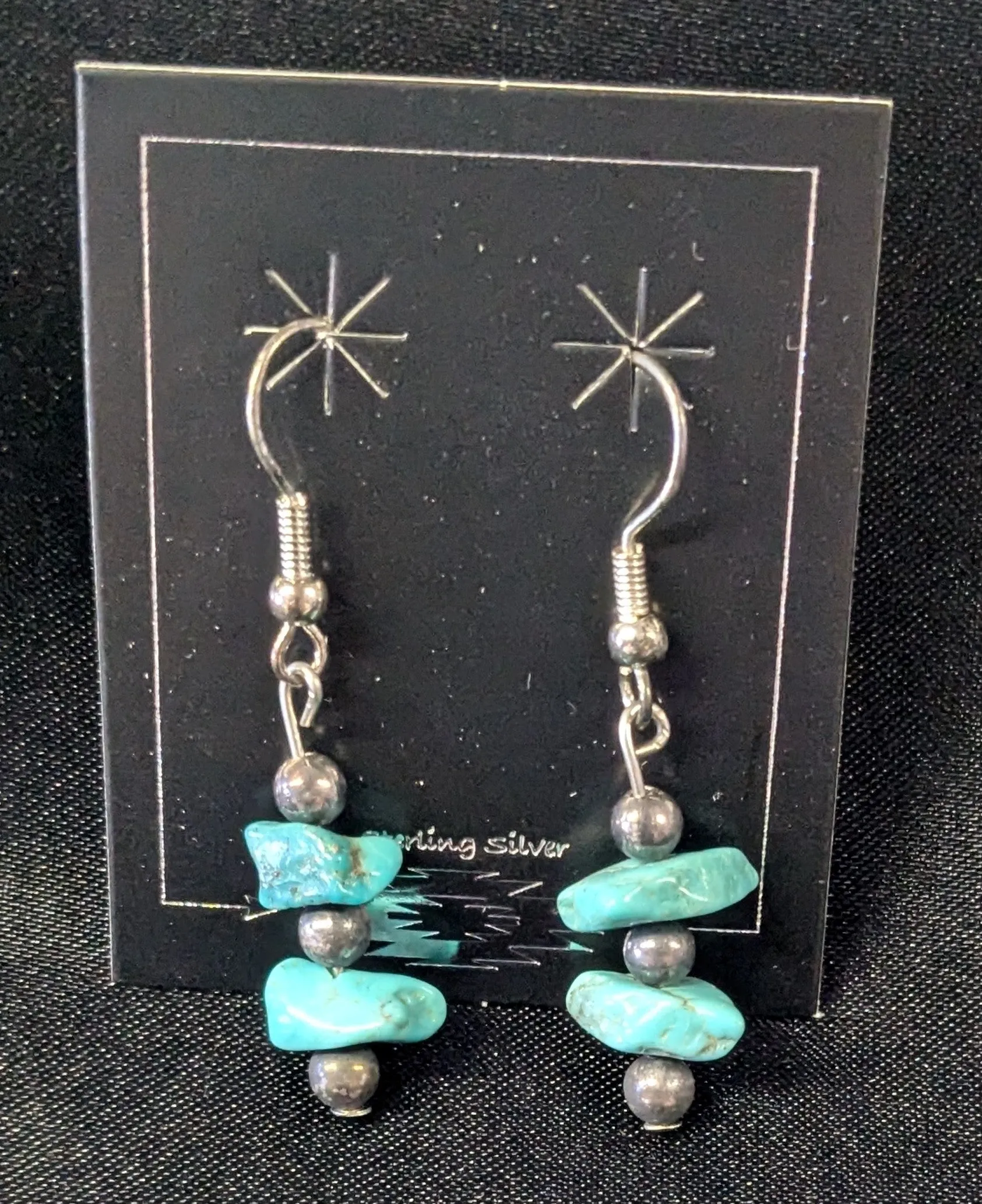 Small Chunk Turquoise Dangle Earrings