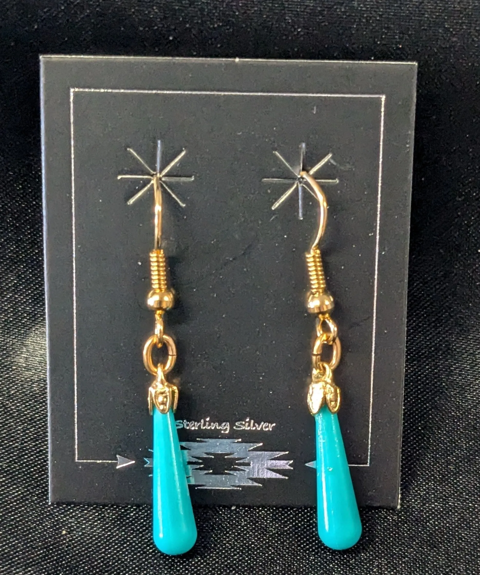 Small Chunk Turquoise Dangle Earrings