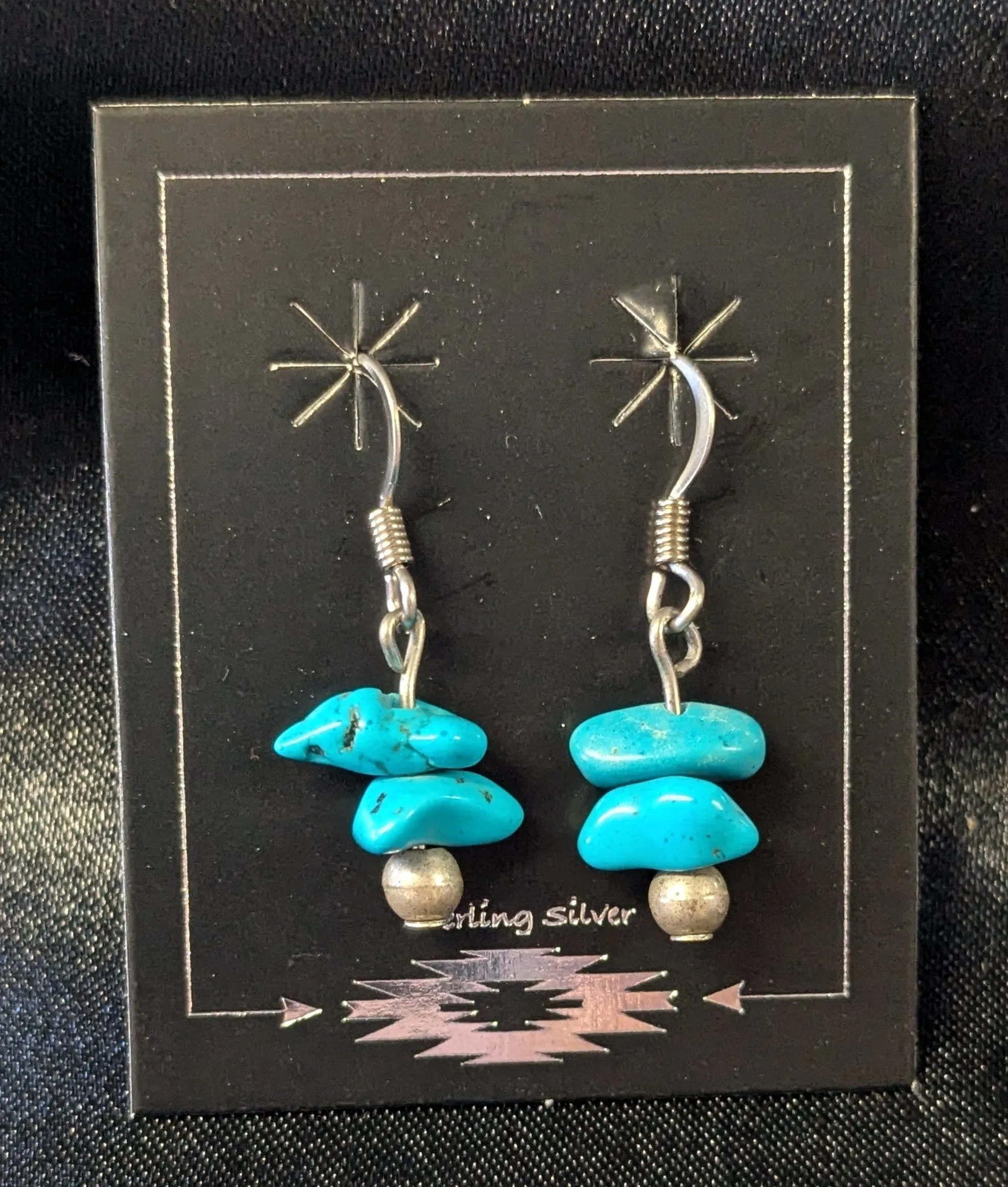 Small Chunk Turquoise Dangle Earrings