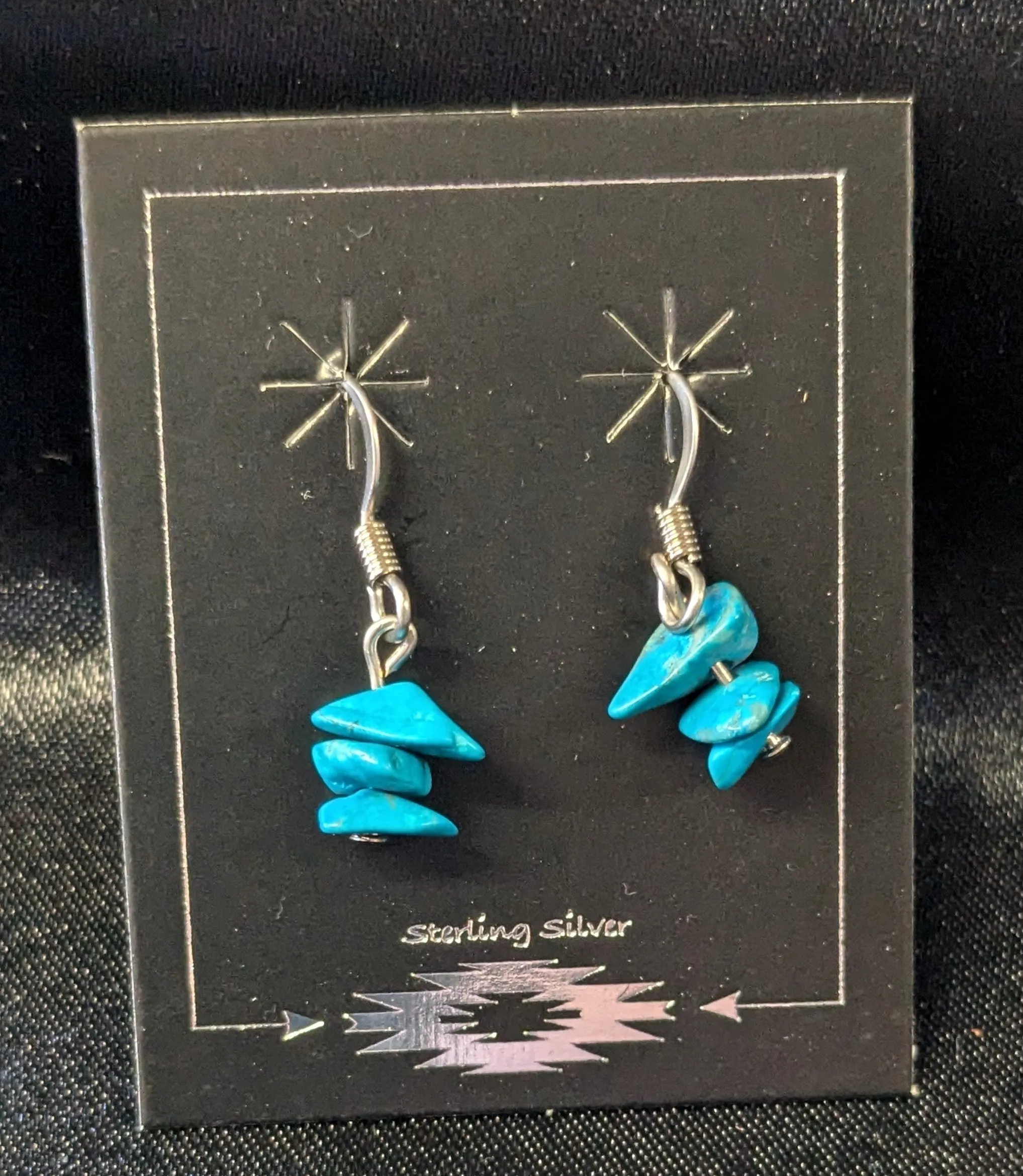 Small Chunk Turquoise Dangle Earrings
