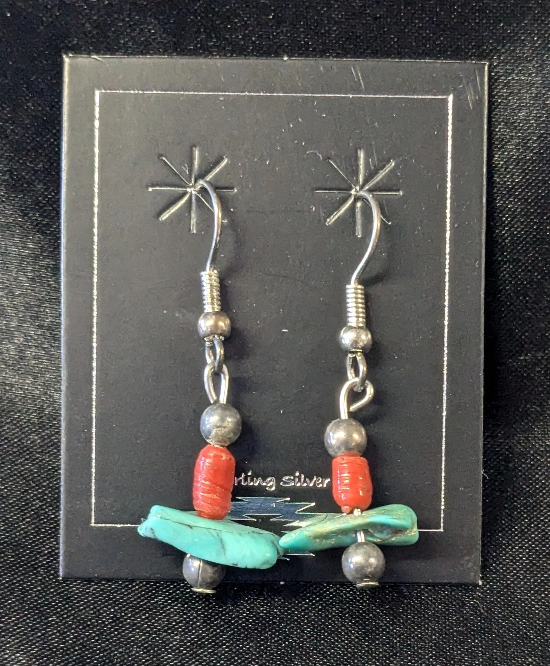 Small Chunk Turquoise Dangle Earrings