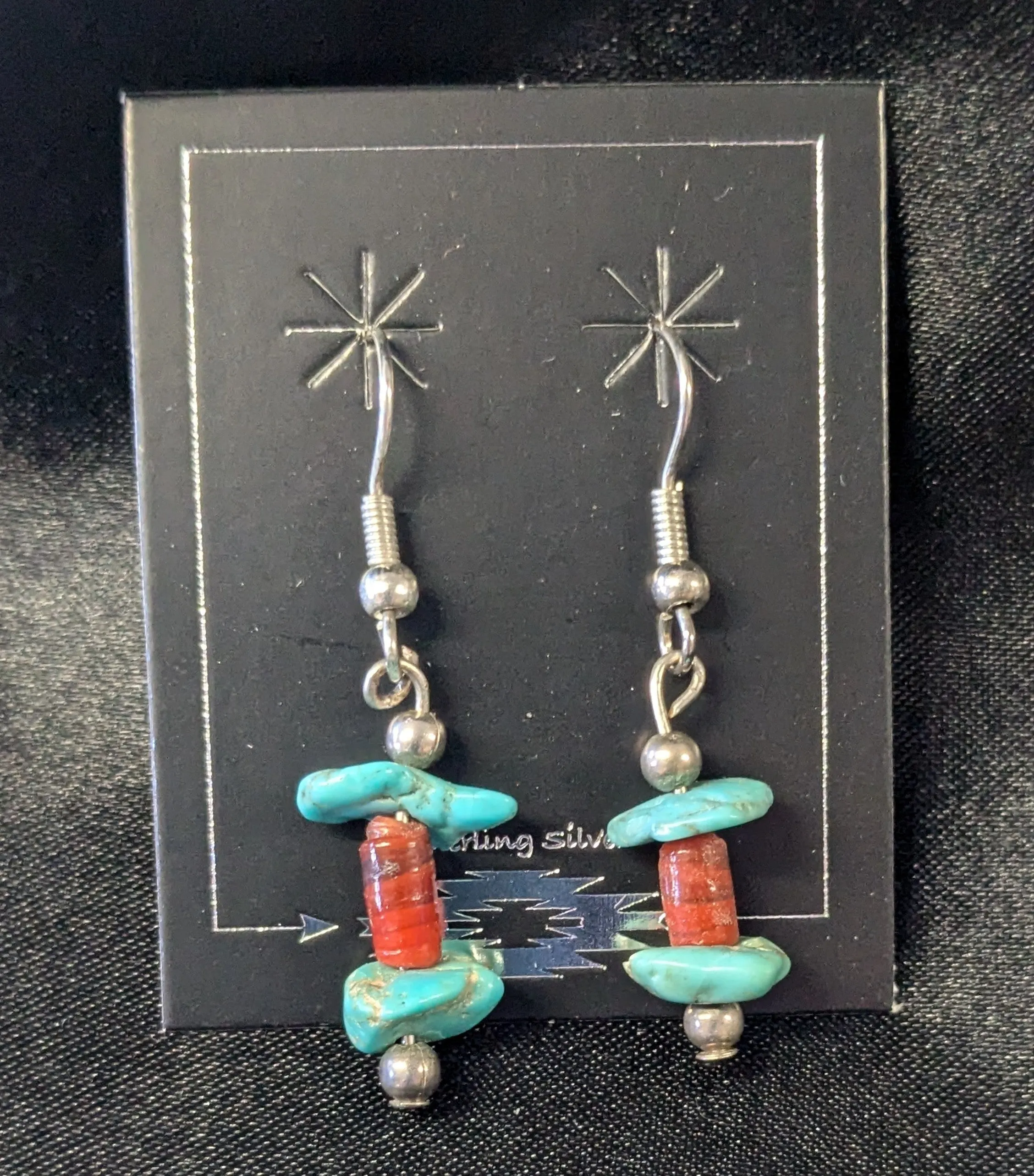 Small Chunk Turquoise Dangle Earrings