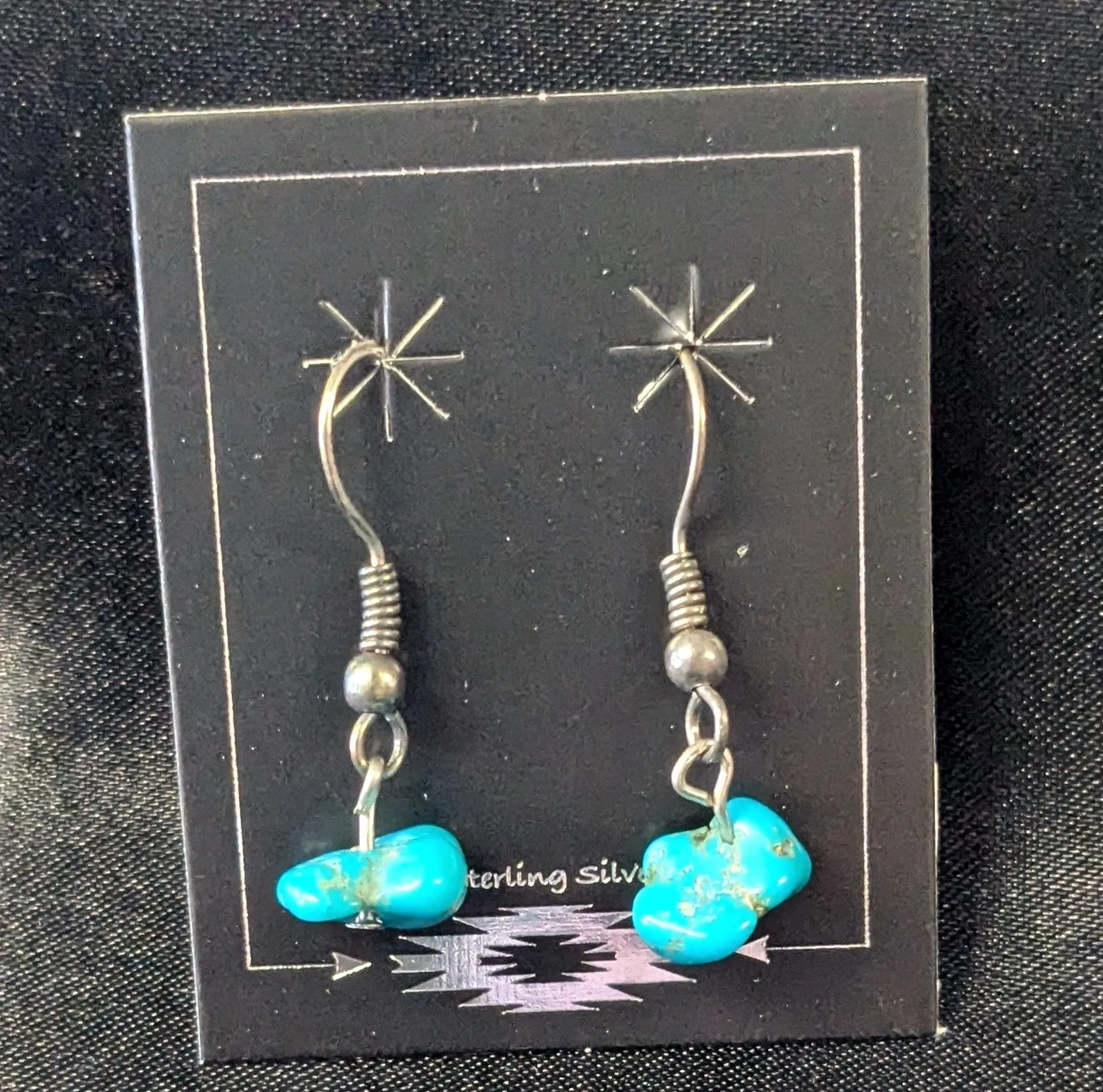 Small Chunk Turquoise Dangle Earrings