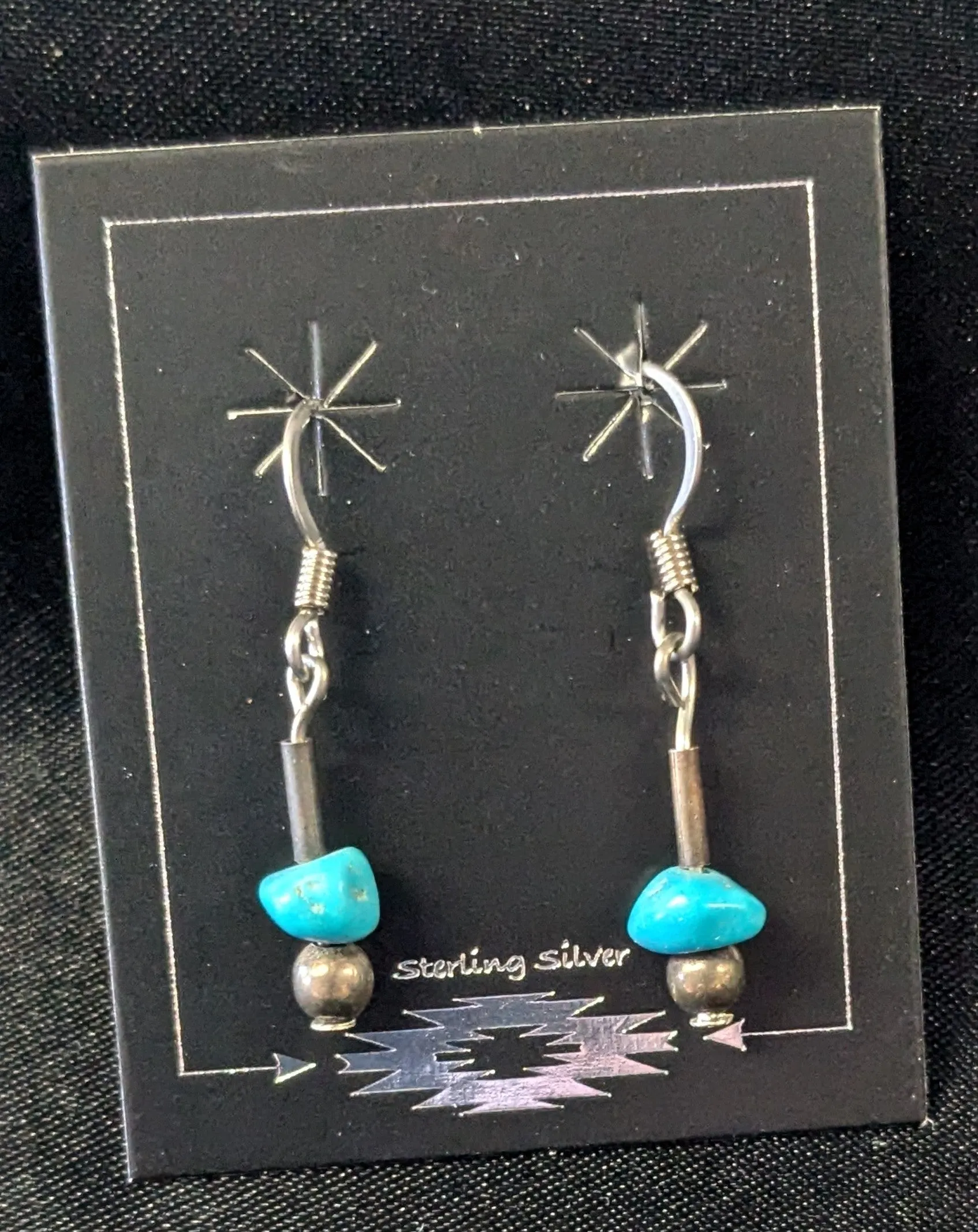 Small Chunk Turquoise Dangle Earrings