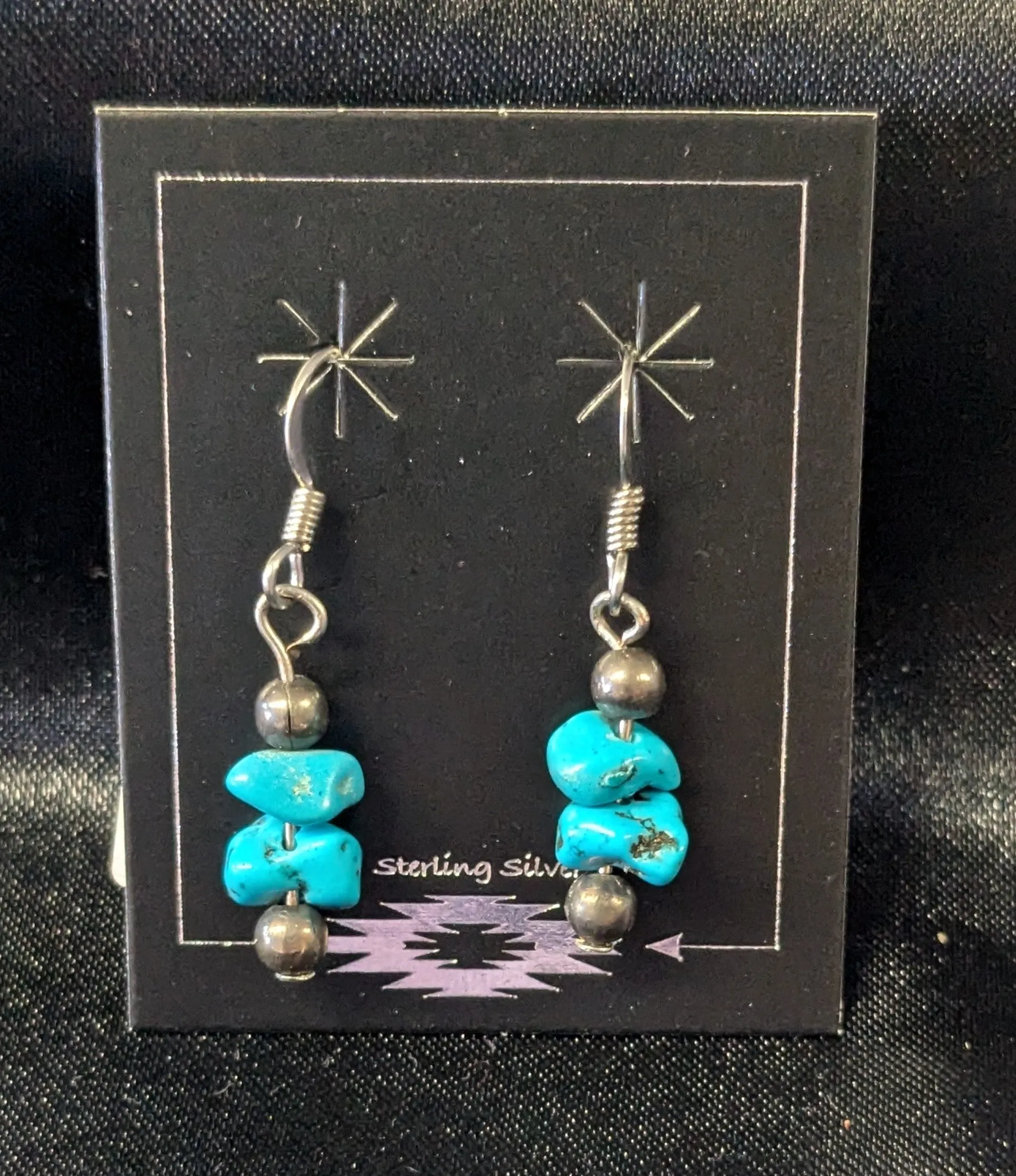 Small Chunk Turquoise Dangle Earrings