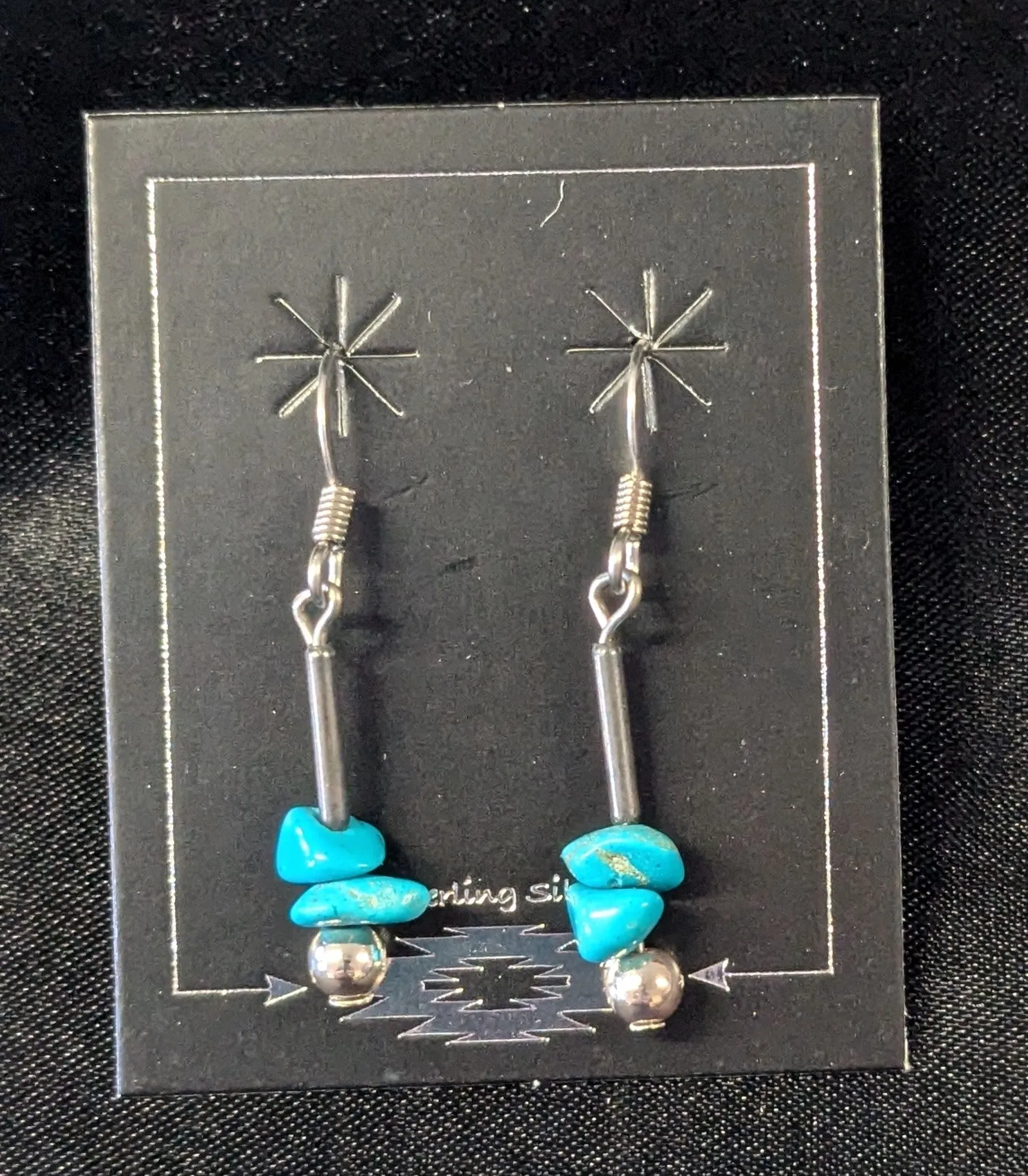 Small Chunk Turquoise Dangle Earrings