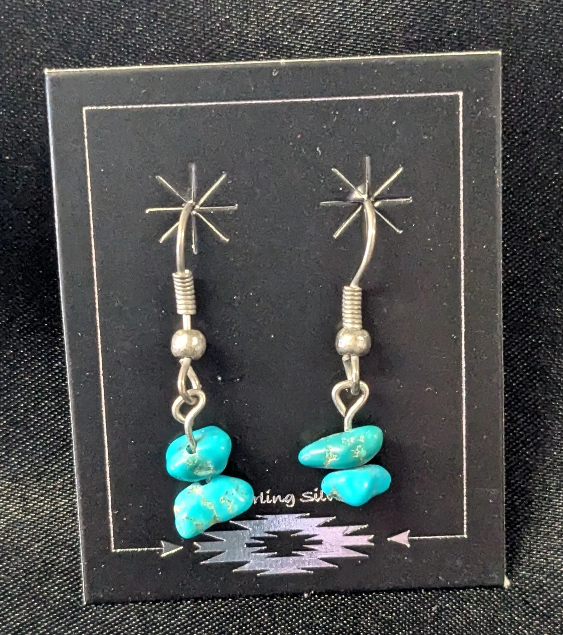 Small Chunk Turquoise Dangle Earrings