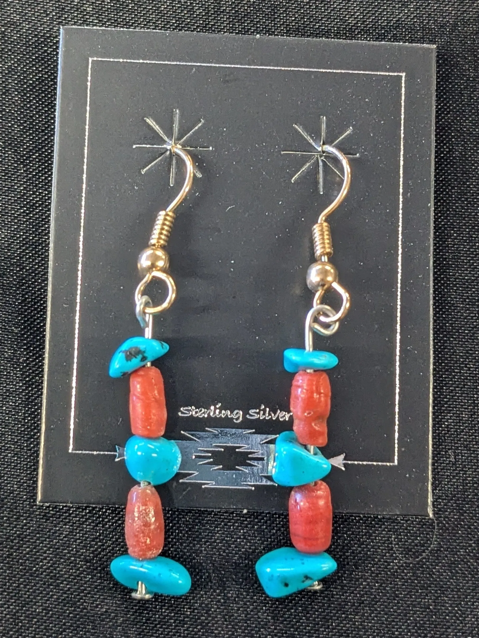 Small Chunk Turquoise Dangle Earrings