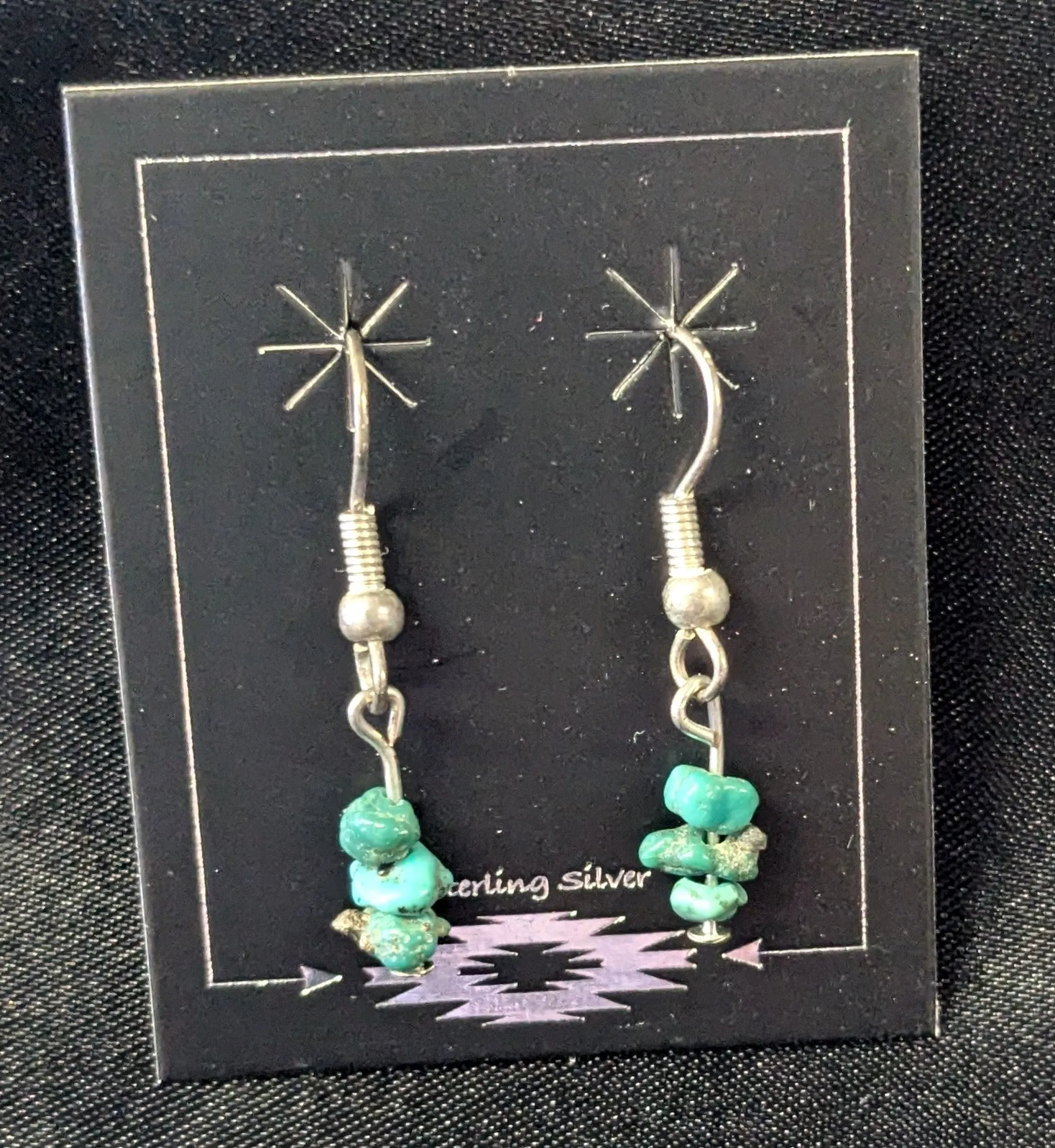 Small Chunk Turquoise Dangle Earrings