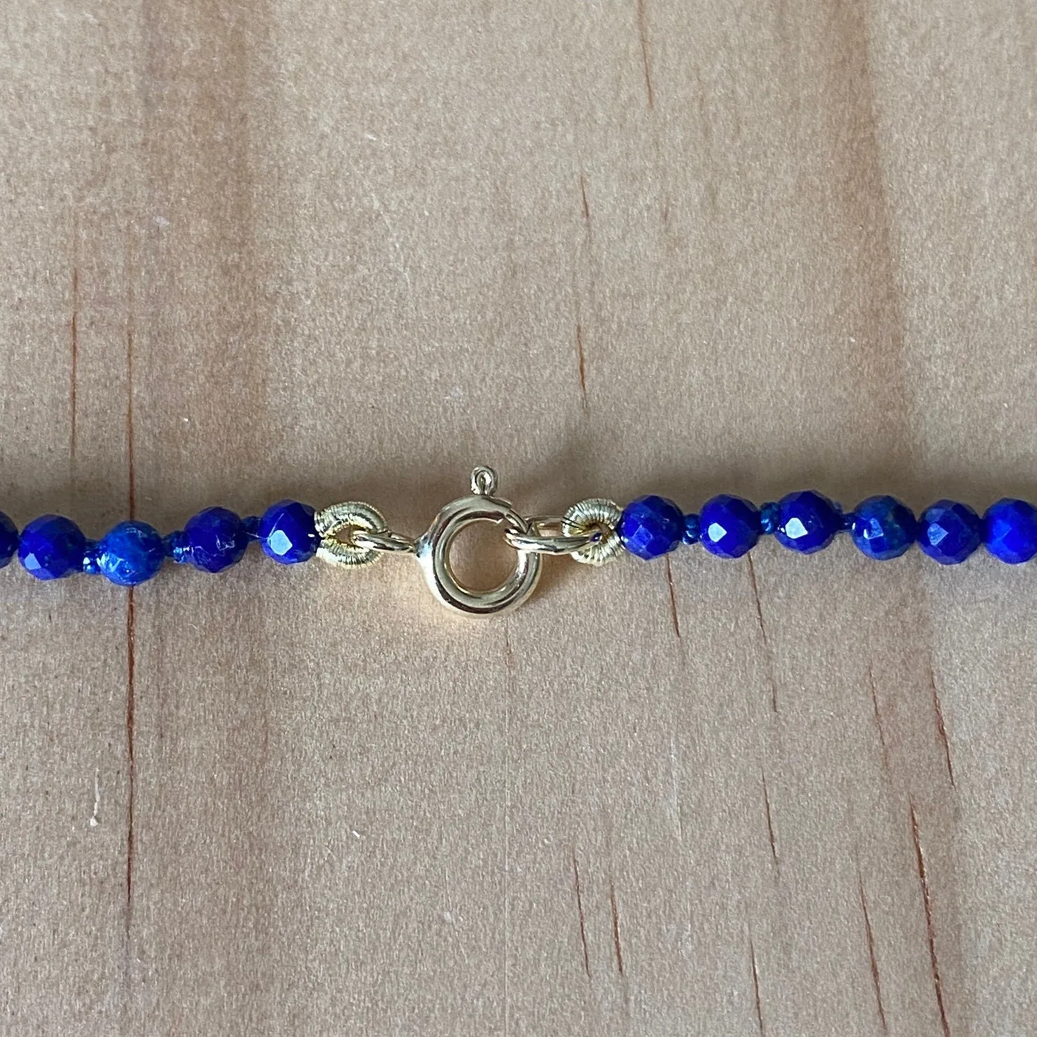 Solid 9 Carat Yellow Gold Lapis Lazuli Necklace