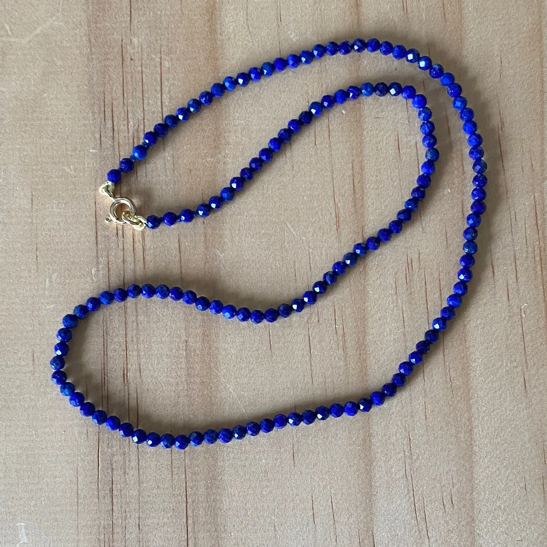 Solid 9 Carat Yellow Gold Lapis Lazuli Necklace