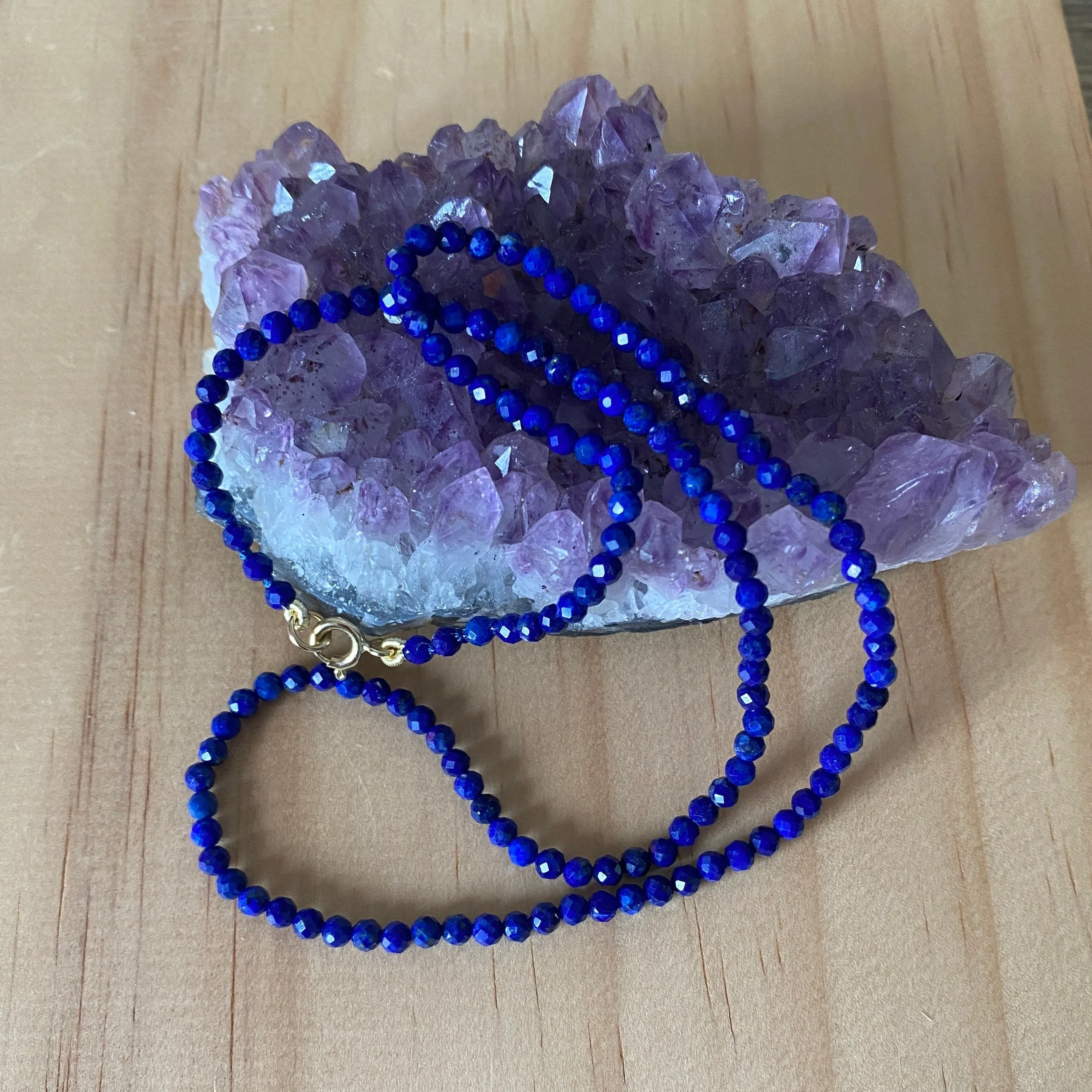 Solid 9 Carat Yellow Gold Lapis Lazuli Necklace