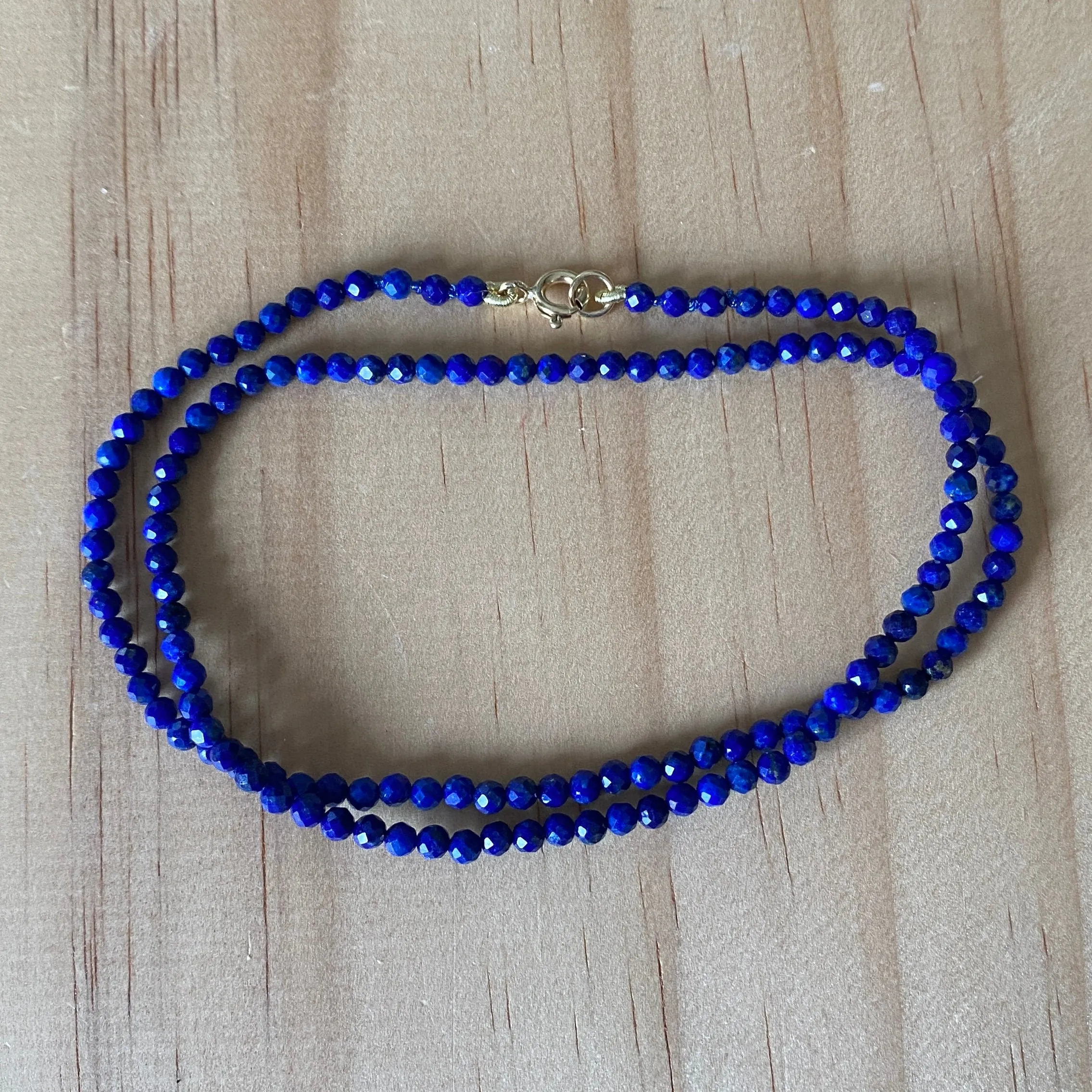 Solid 9 Carat Yellow Gold Lapis Lazuli Necklace