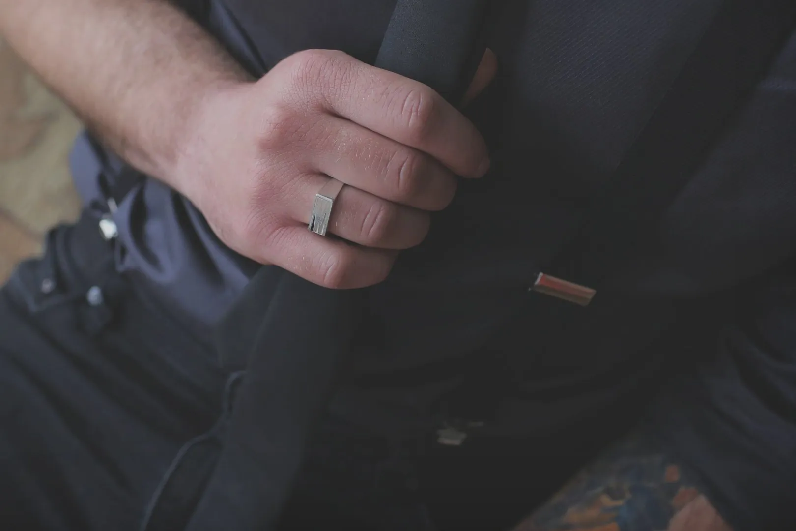 Spike Ring with Black Enamel