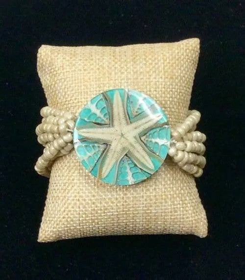 Starfish Stretch Bracelet - Aqua