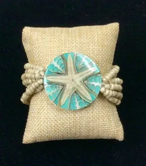 Starfish Stretch Bracelet - Aqua