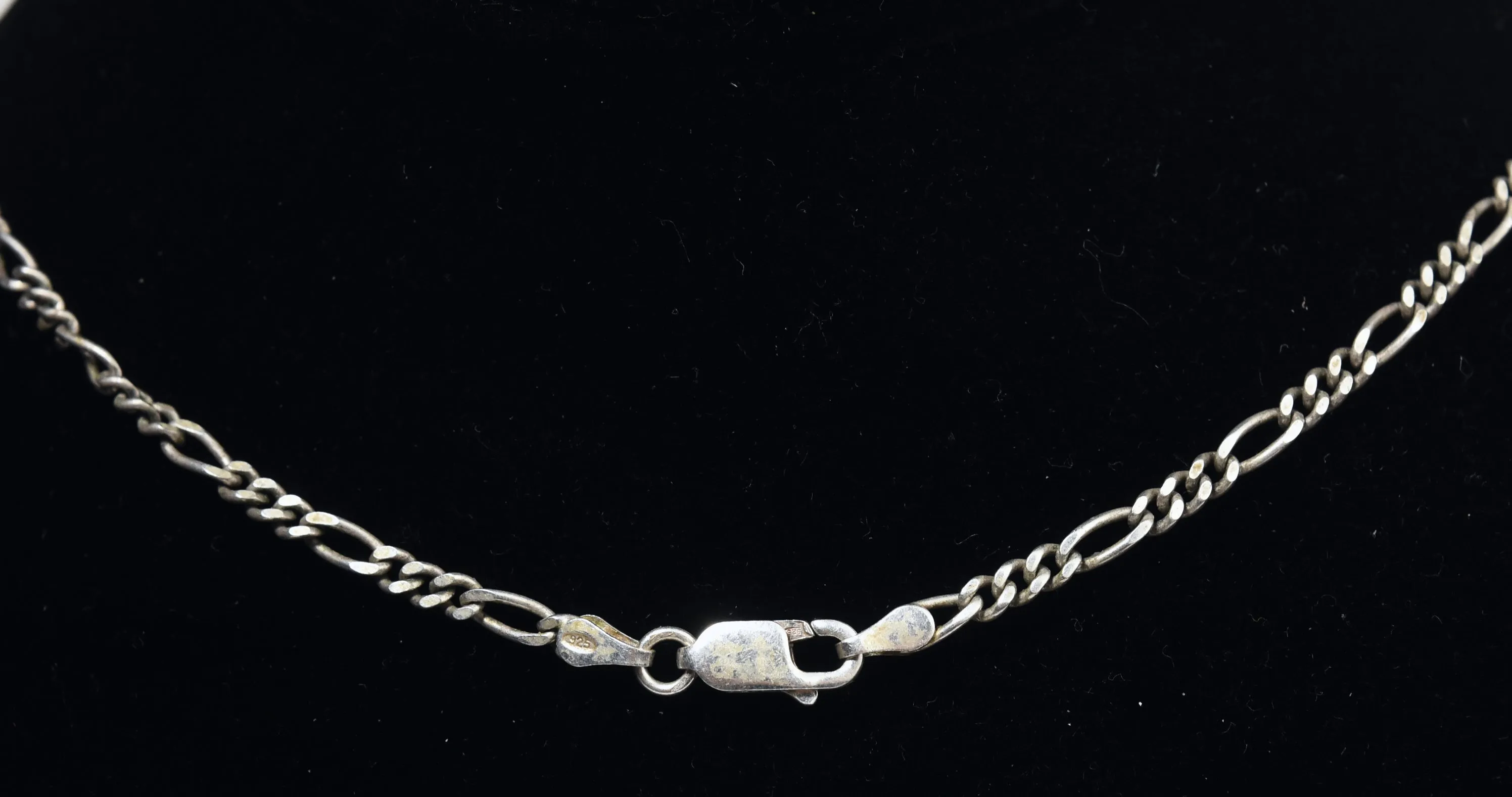 Sterling Silver Lapis Lazuli Pendant on Sterling Silver Figaro Link Chain Necklace - 20"