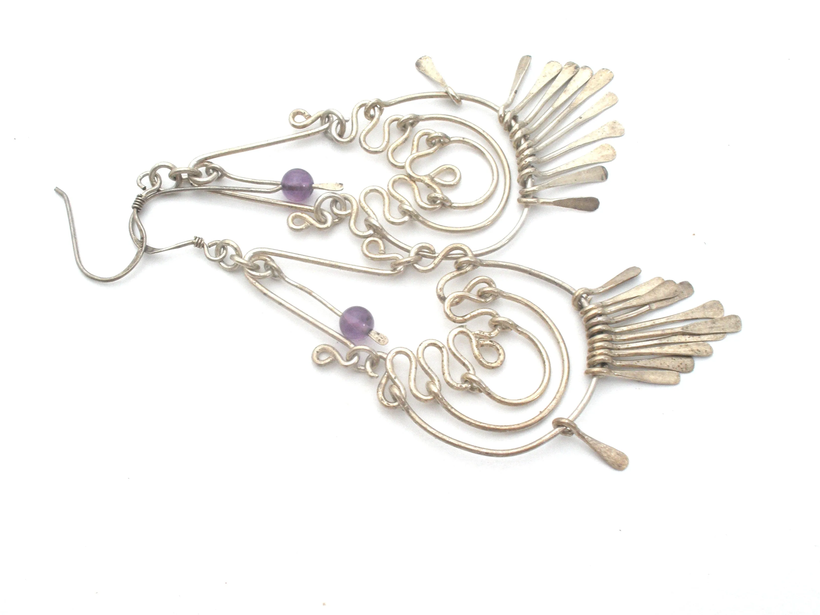 Sterling Silver Long Chandelier Earrings Vintage